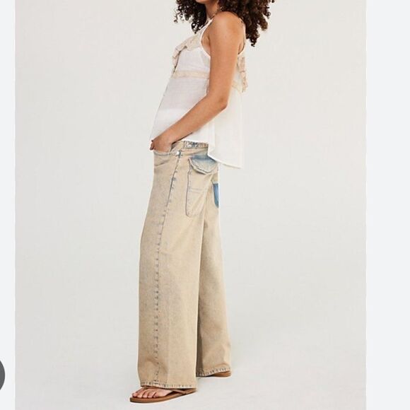 NEW Free People We The Free Jeans Waterfalls baggy wide leg denim pants 26 - Picture 4 of 12